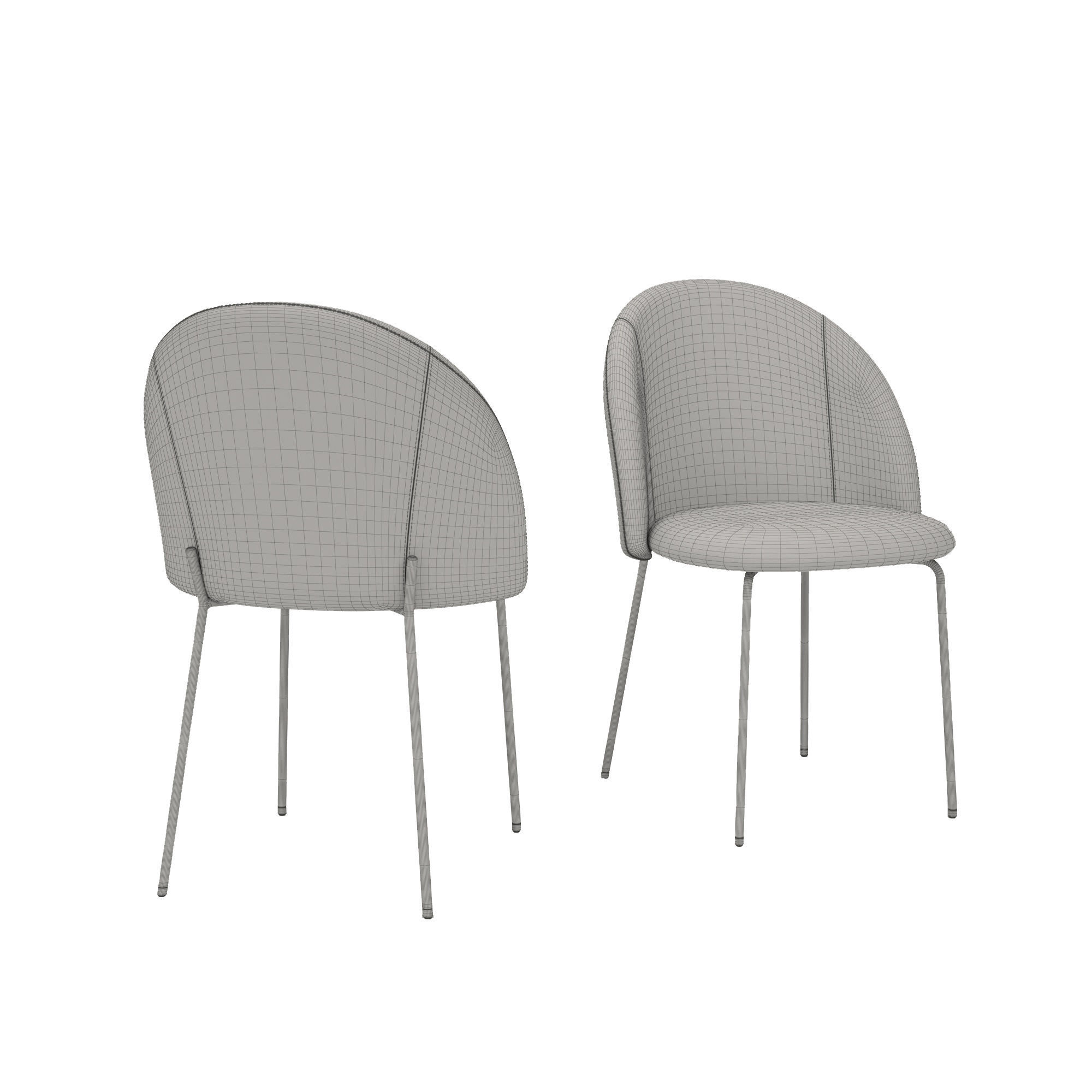 Chair two dining chairs with legs 3D model_6