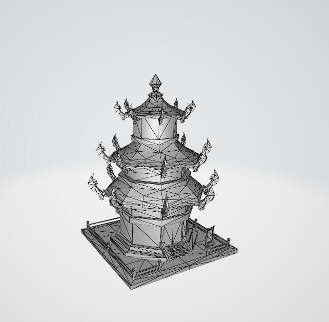 White film ancient architecture old 3D model_1