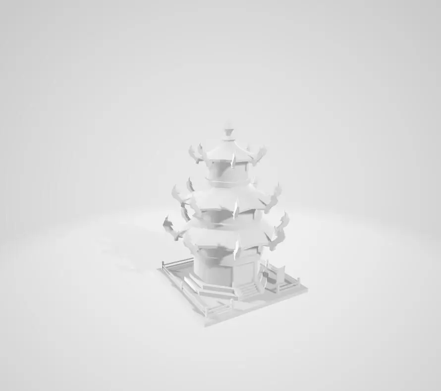 White film ancient architecture old 3D model_0