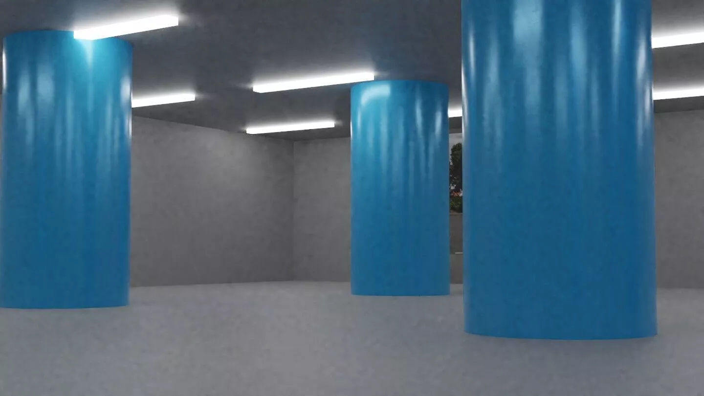 night lights with car park 3D model Low-poly 3D model