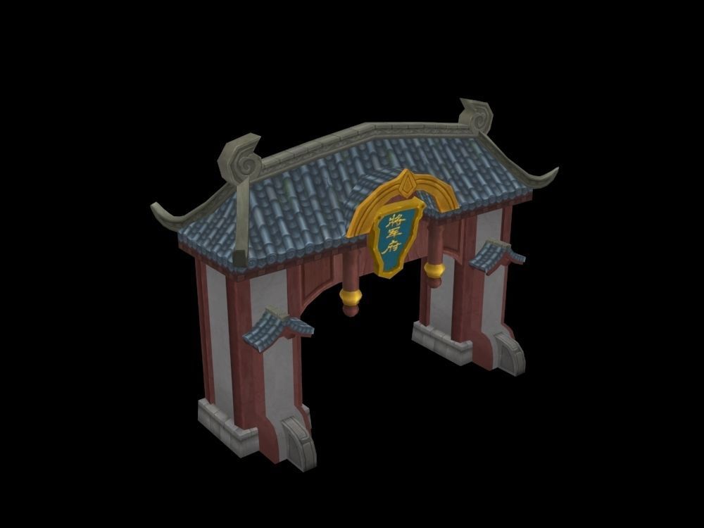 Group components of ancient architecture Low-poly 3D model_1