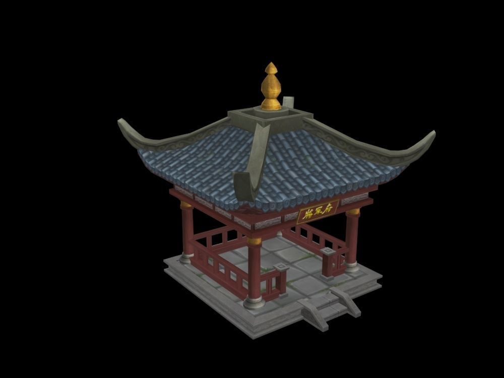 Group components of ancient architecture Low-poly 3D model_4