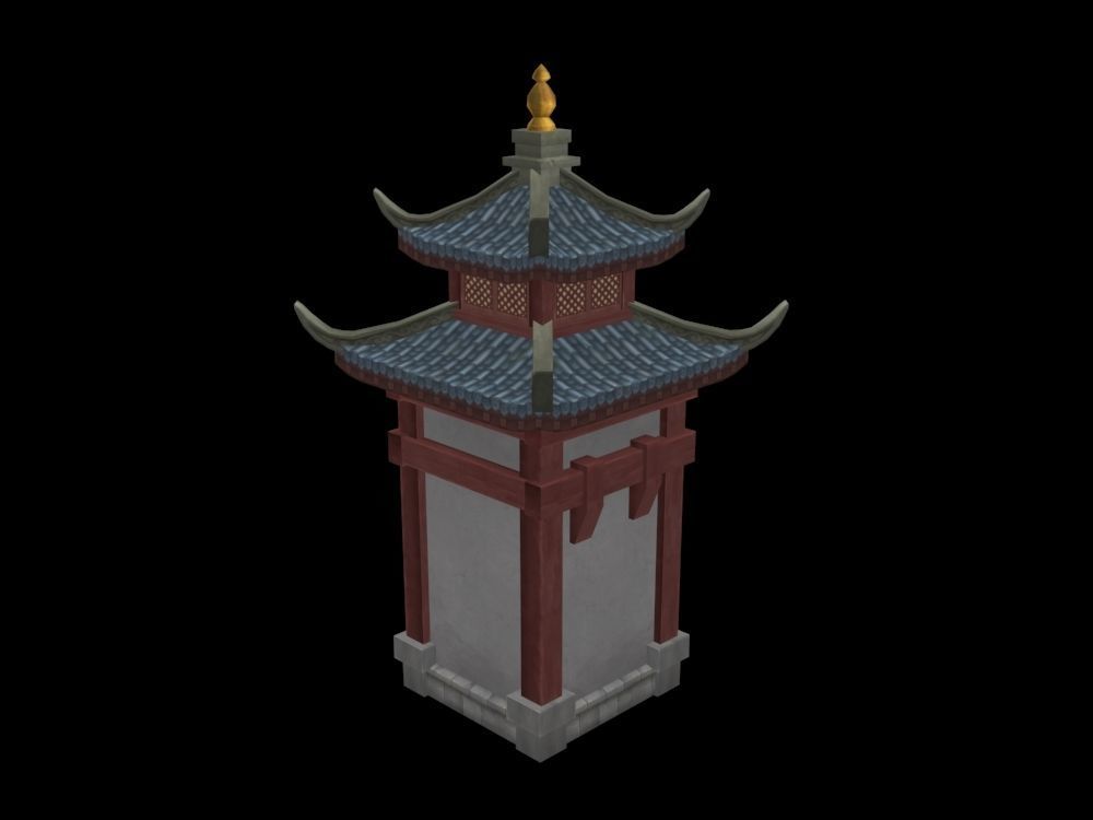 Group components of ancient architecture Low-poly 3D model_6
