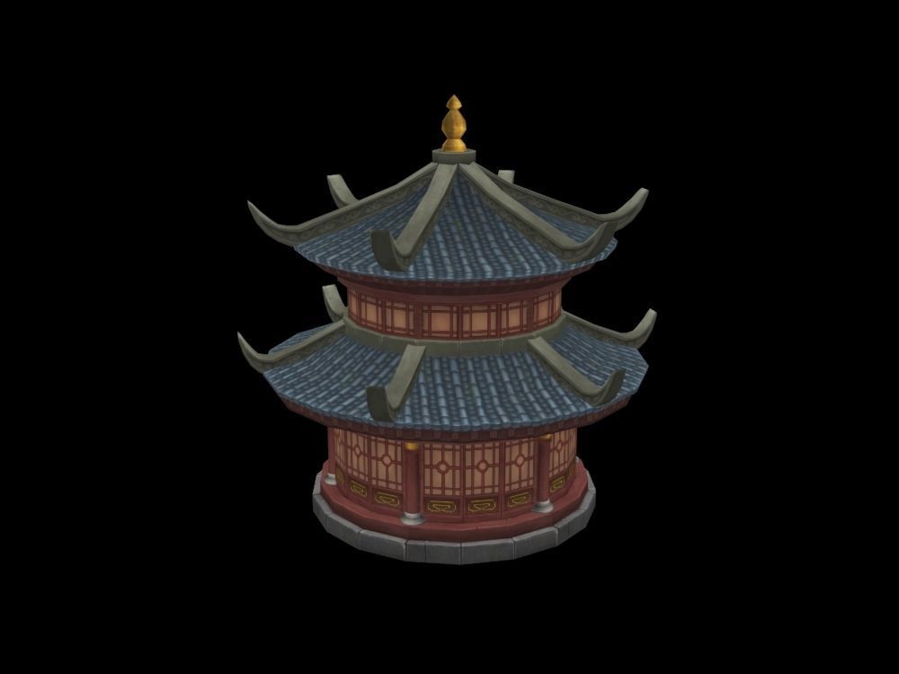 Group components of ancient architecture Low-poly 3D model_5