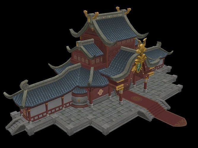 Group components of ancient architecture Low-poly 3D model