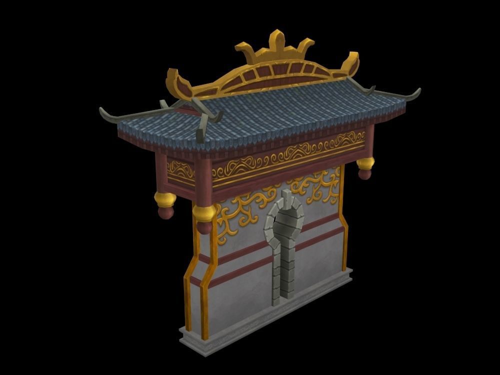 Group components of ancient architecture Low-poly 3D model_7