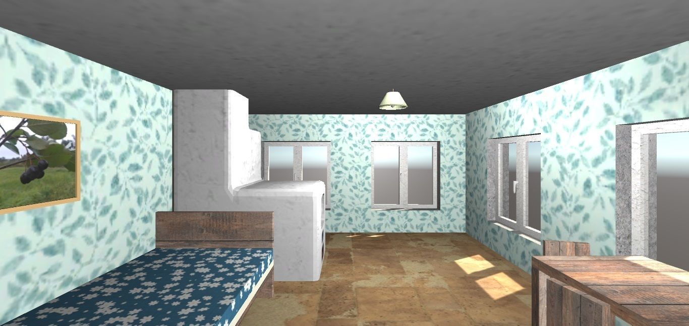 Old house with interior and exterior 3D model_2