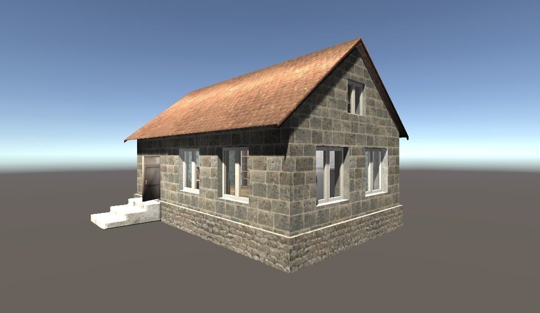 Old house with interior and exterior 3D model_1