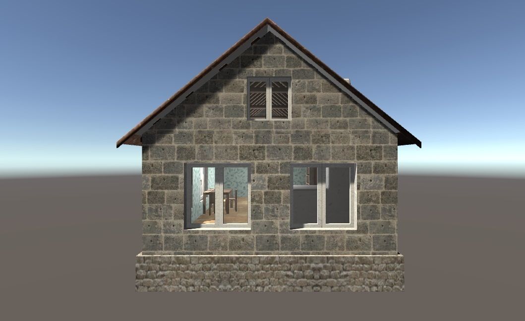 Old house with interior and exterior 3D model_4