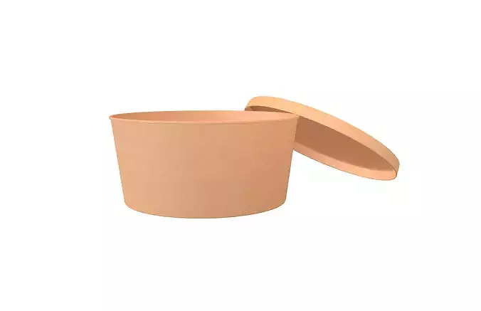 Round Disposable Lunch Box v2 001 Low-poly 3D model 2