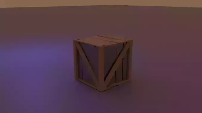 wooden box low-poly game ready PBR