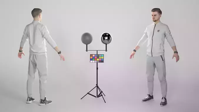 Handsome man in white tracksuit ready for animation 343 Low-poly 3D model