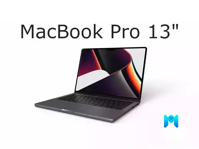 2021 M1 pro max Macbook pro 13 inch Low-poly 3D model