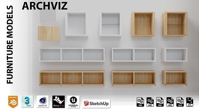 Furniture variations Low-poly 3D model