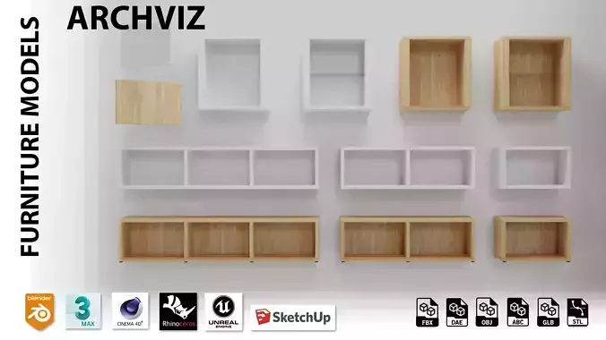 Furniture variations Low-poly 3D model