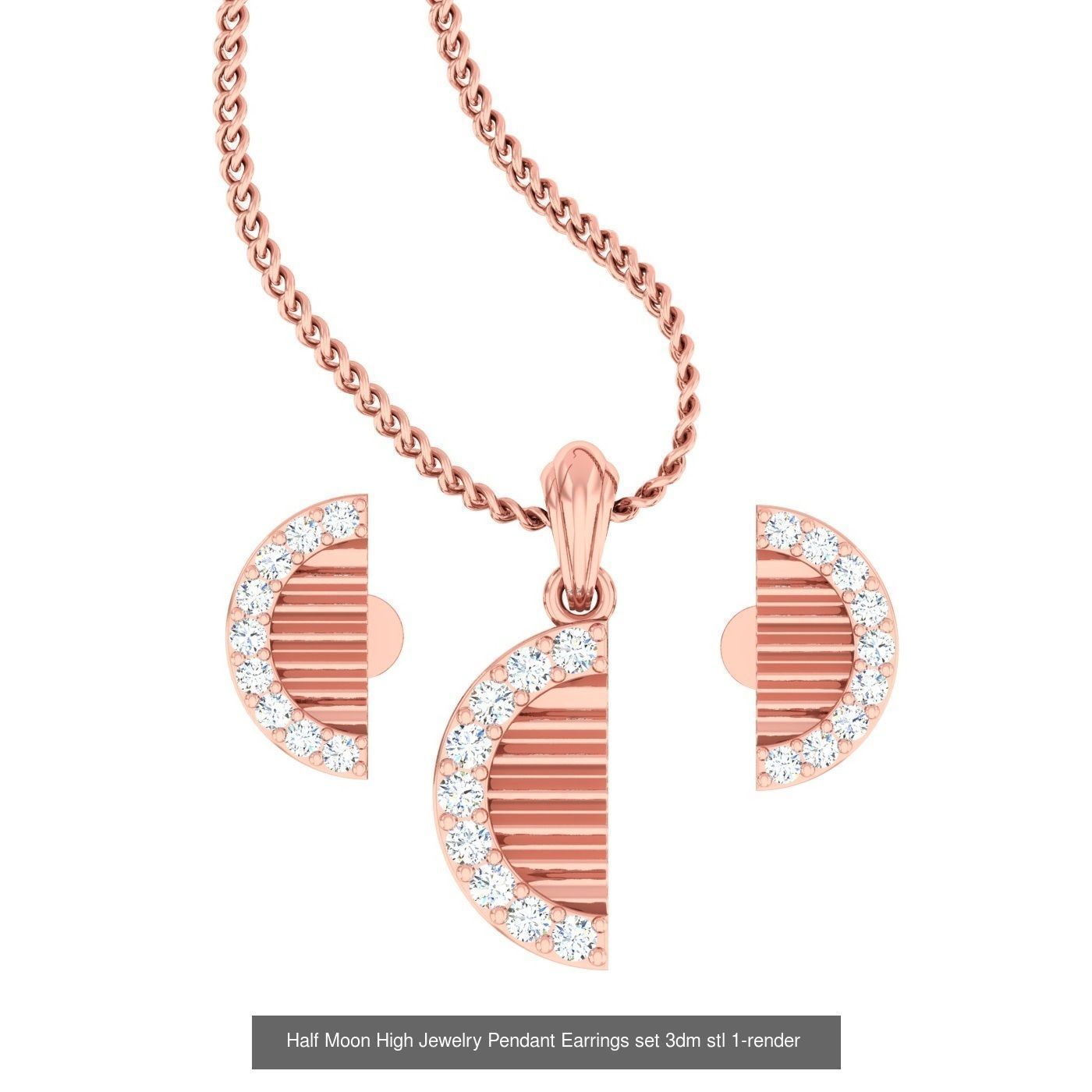 19 Geometric High Jewelry Heart Pendant Earrings set 3dm stl 3D Model Collection_7