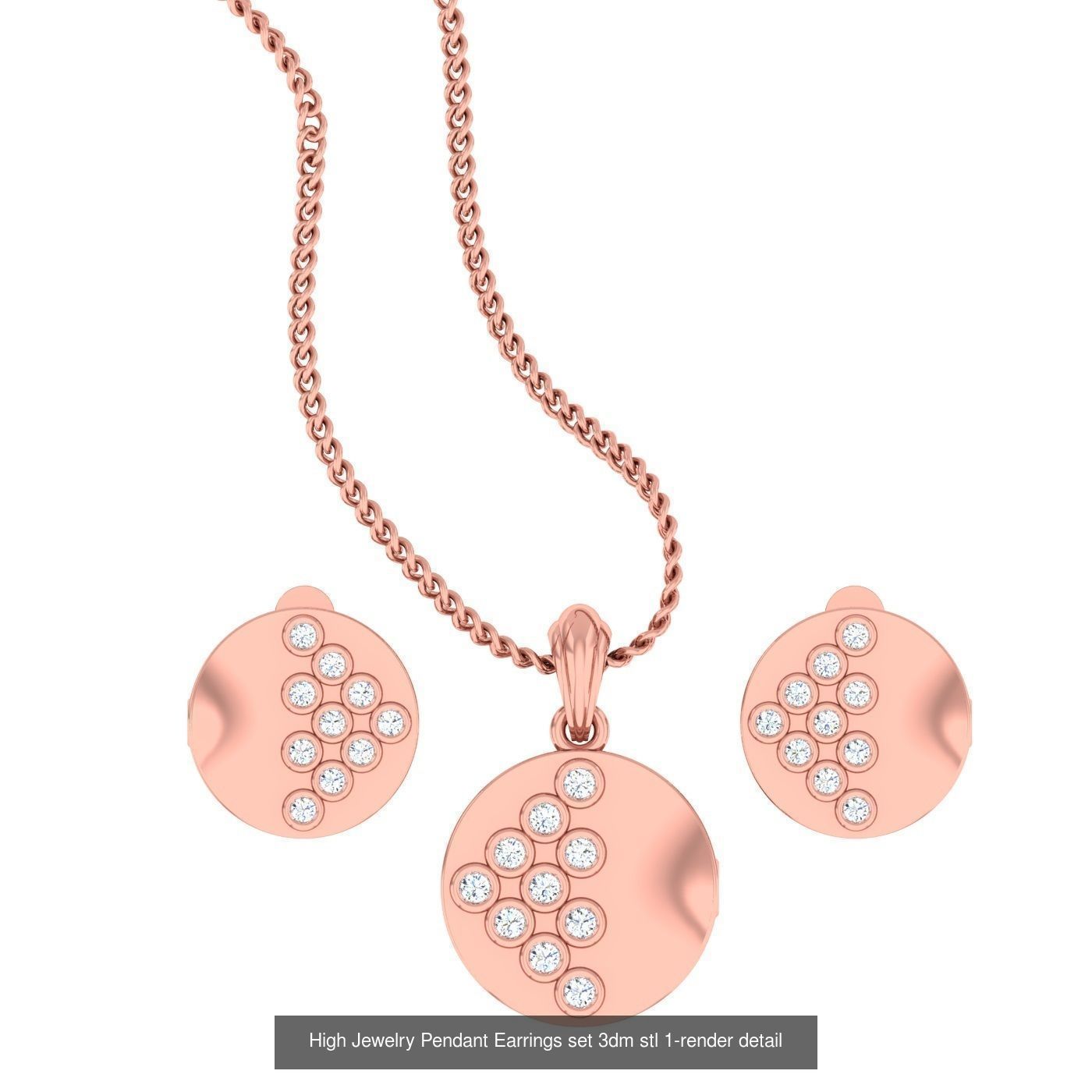 19 Geometric High Jewelry Heart Pendant Earrings set 3dm stl 3D Model Collection_12