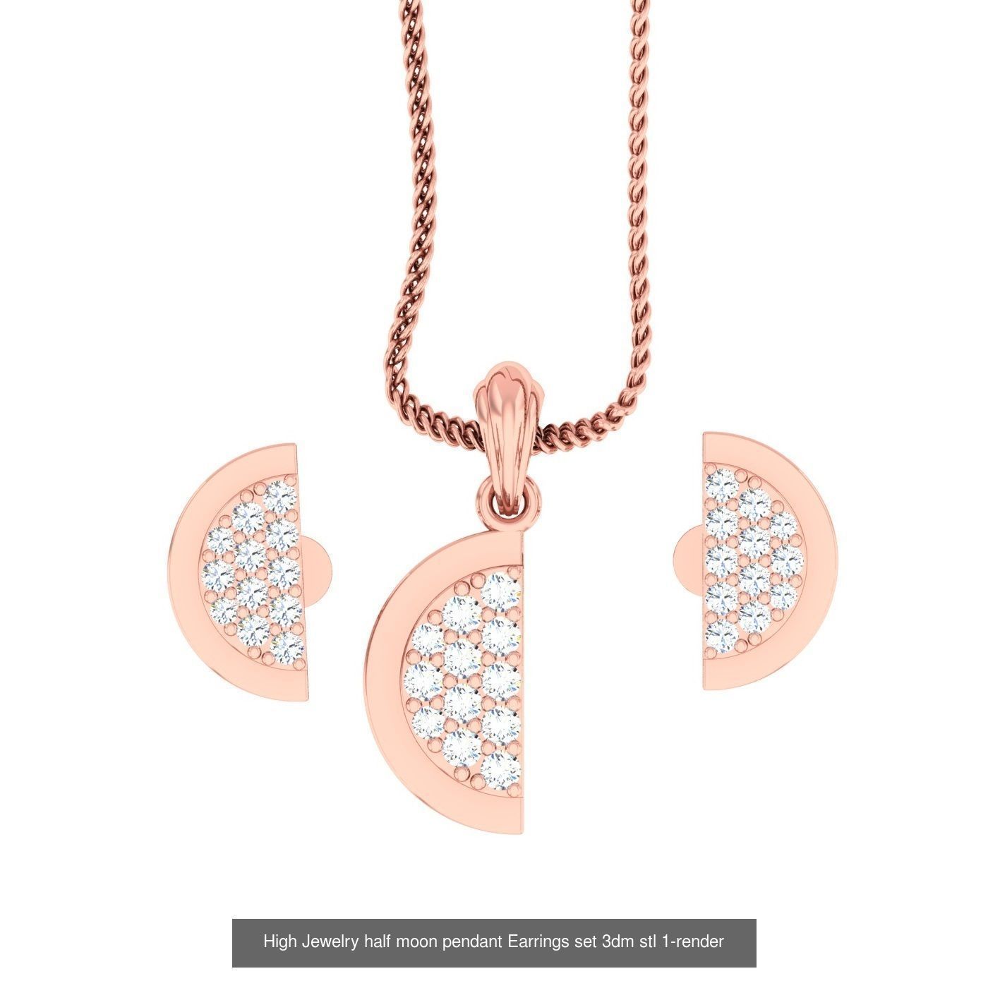 19 Geometric High Jewelry Heart Pendant Earrings set 3dm stl 3D Model Collection_8