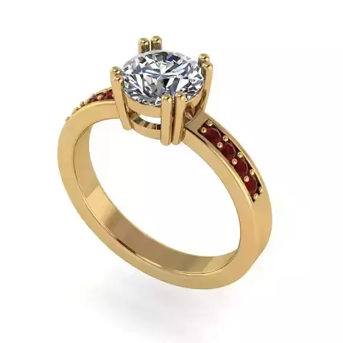 Diamond And Ruby Engagement Ring 3D print model