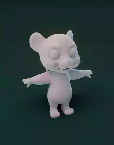 Cartoon Tiger Rigged Base Mesh 3D Model Low-poly 3D model