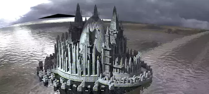 Ancient Ireland Sci-Fi Winter city 3D model