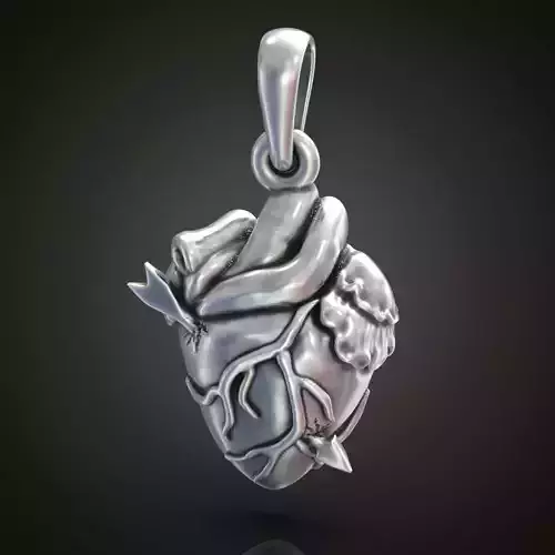 Pendant heart arrow Cupid anatomic 3D print model