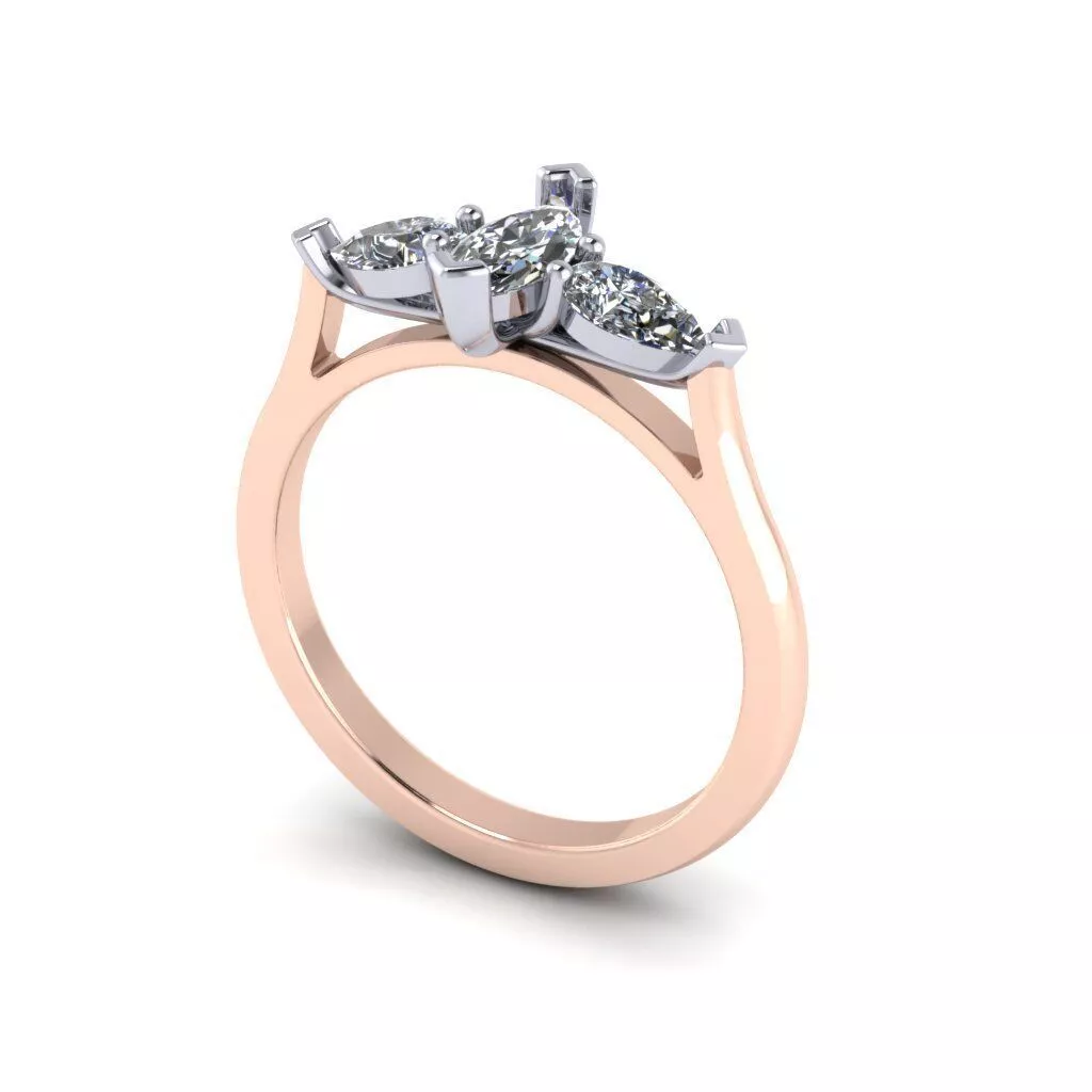 Marquise And Pear Wed Fit Engagement Ring 3D print model