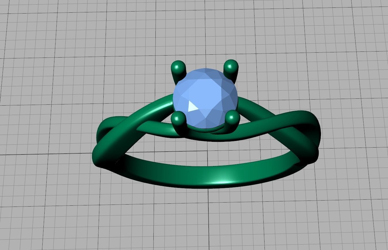 Solitaire Engagement Ring Half Carat Stone 3dmodel 3D print model_19