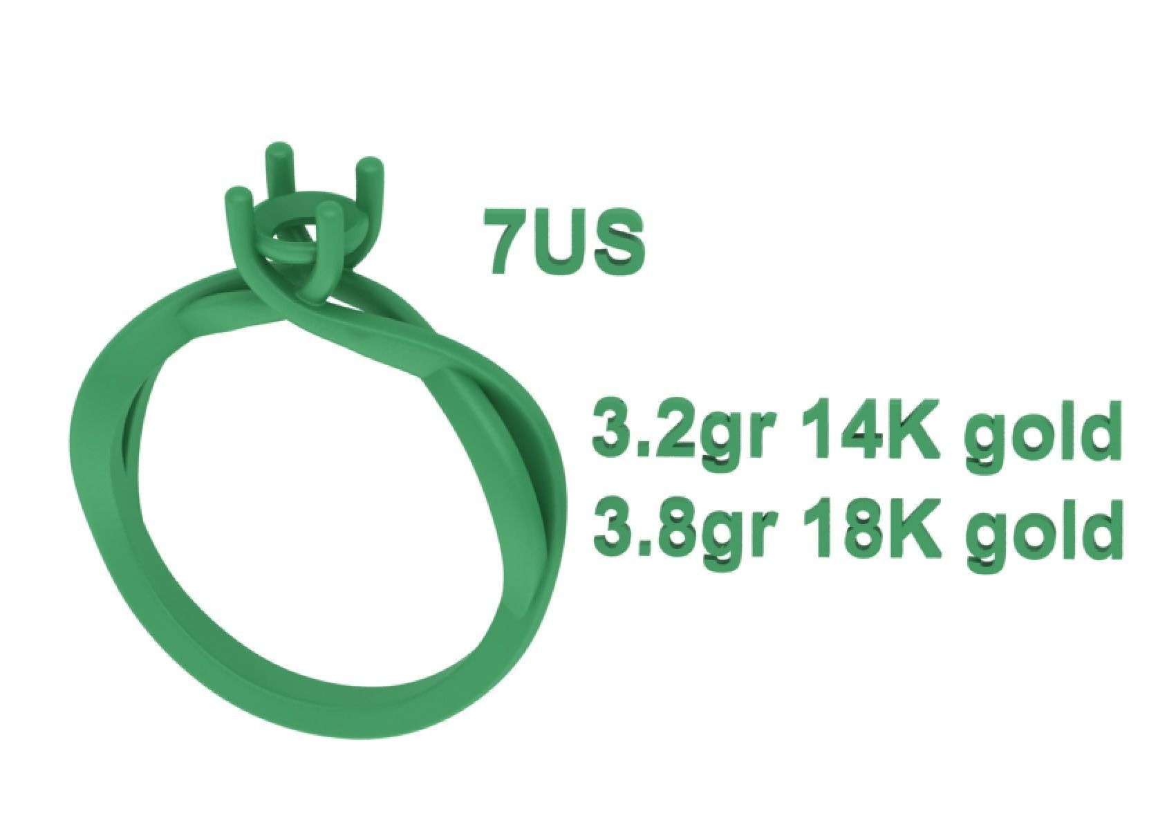 Solitaire Engagement Ring Half Carat Stone 3dmodel 3D print model_12