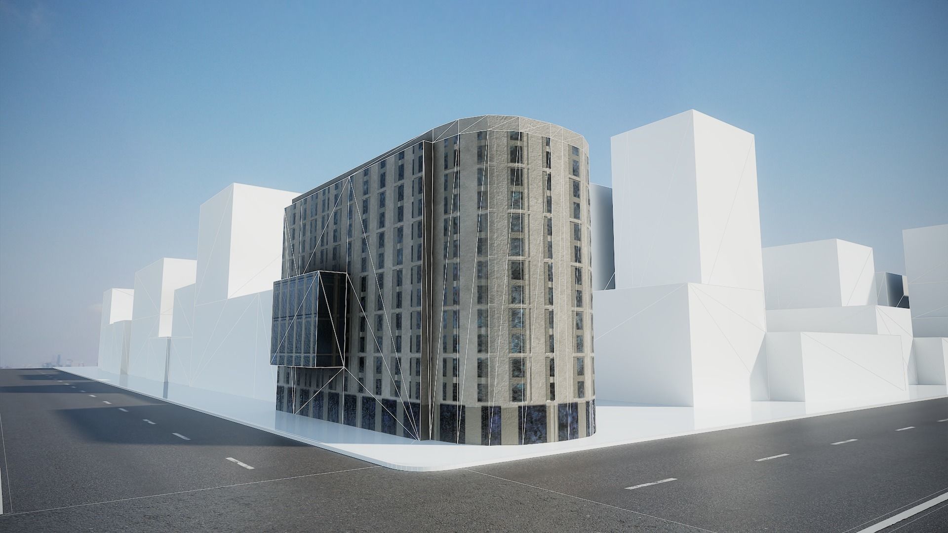 Multi-story building for your scenes Low-poly 3D model_4