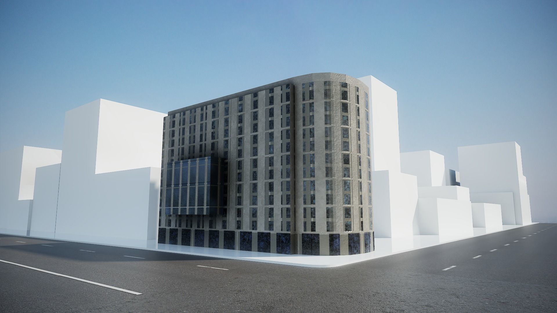 Multi-story building for your scenes Low-poly 3D model_2