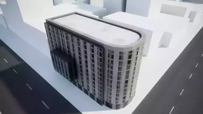 Multi-story building for your scenes Low-poly 3D model