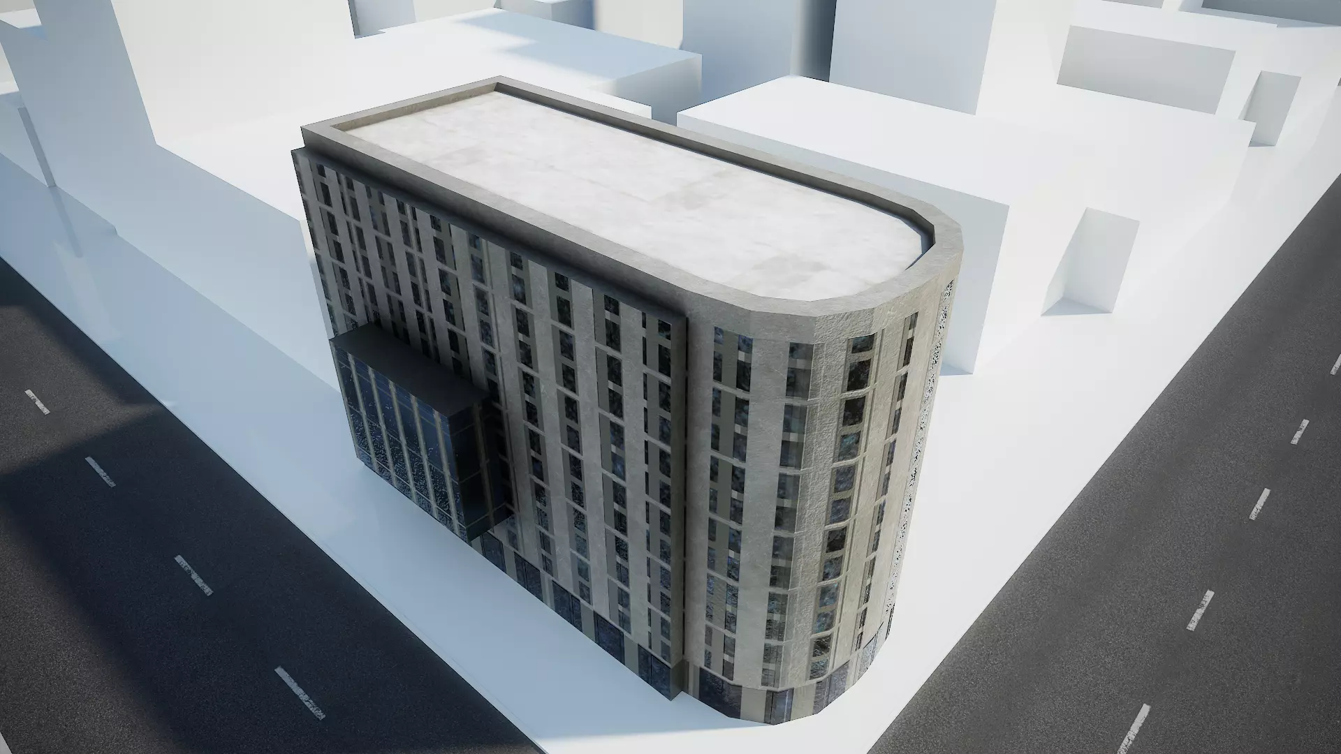 Multi-story building for your scenes Low-poly 3D model_0