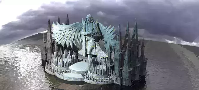 Ancient Ireland Giant causeway With Statue 3D