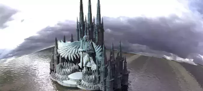 Ancient Ireland Giant causeway extended With Statue 3D