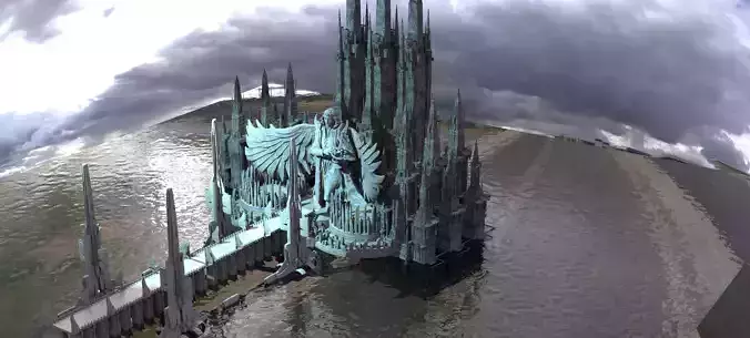  frozen queens Palace walkways With Statue Kitbash