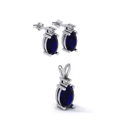Sapphire and diamond matching earrings and pendant