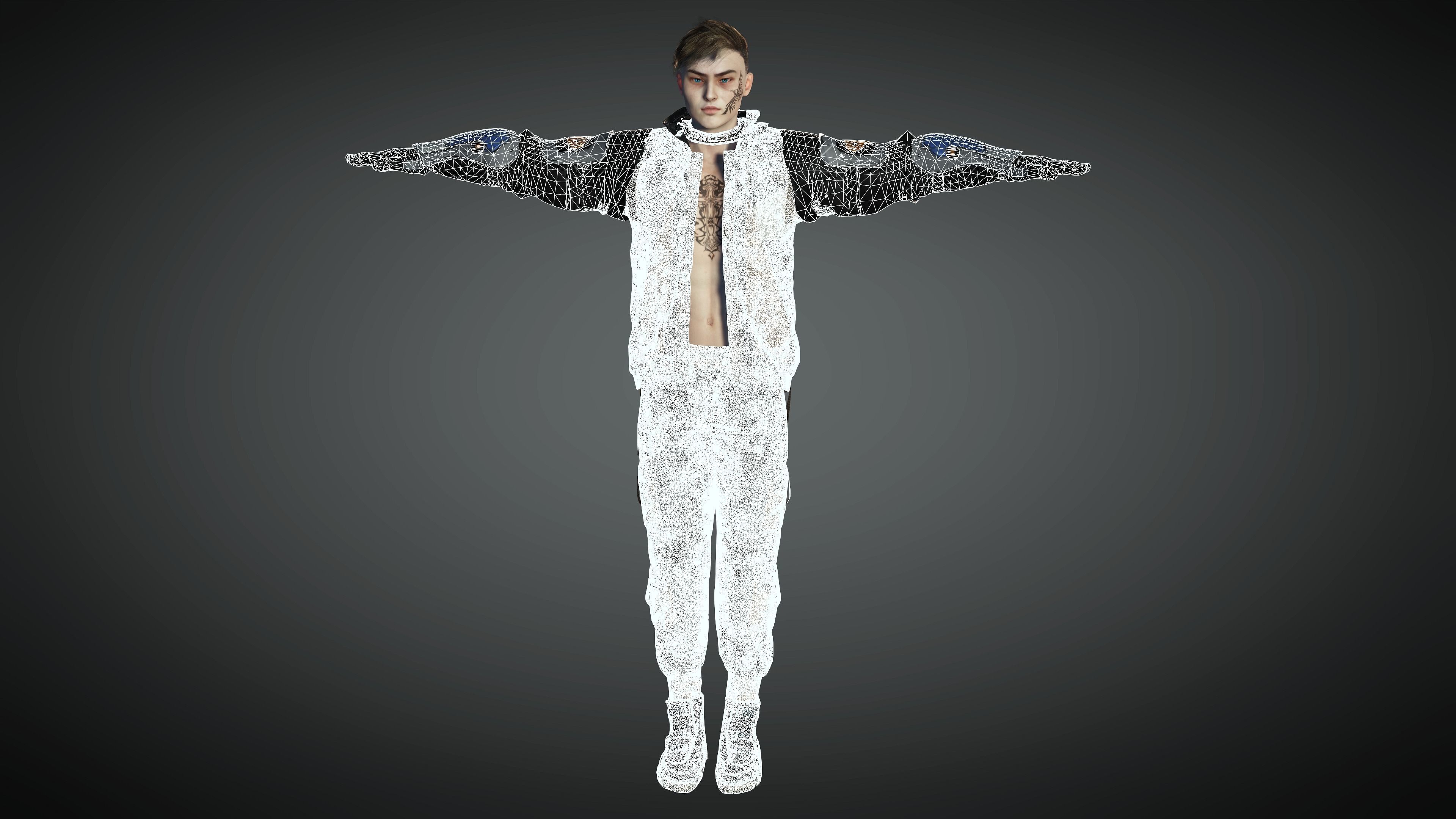 AAA Cyber Punk Male Character 01 Low-poly 3D model_21