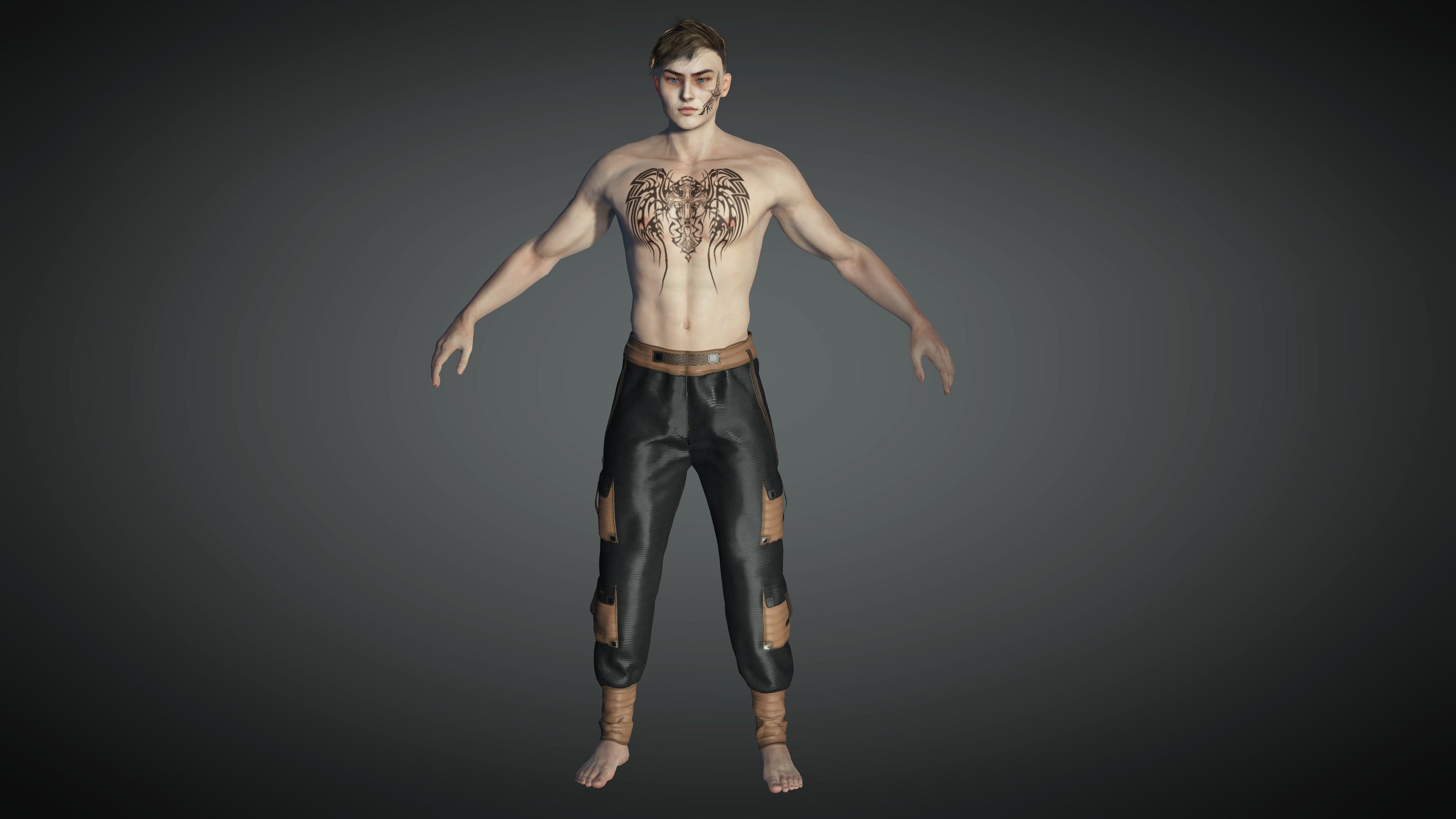 AAA Cyber Punk Male Character 01 Low-poly 3D model_8