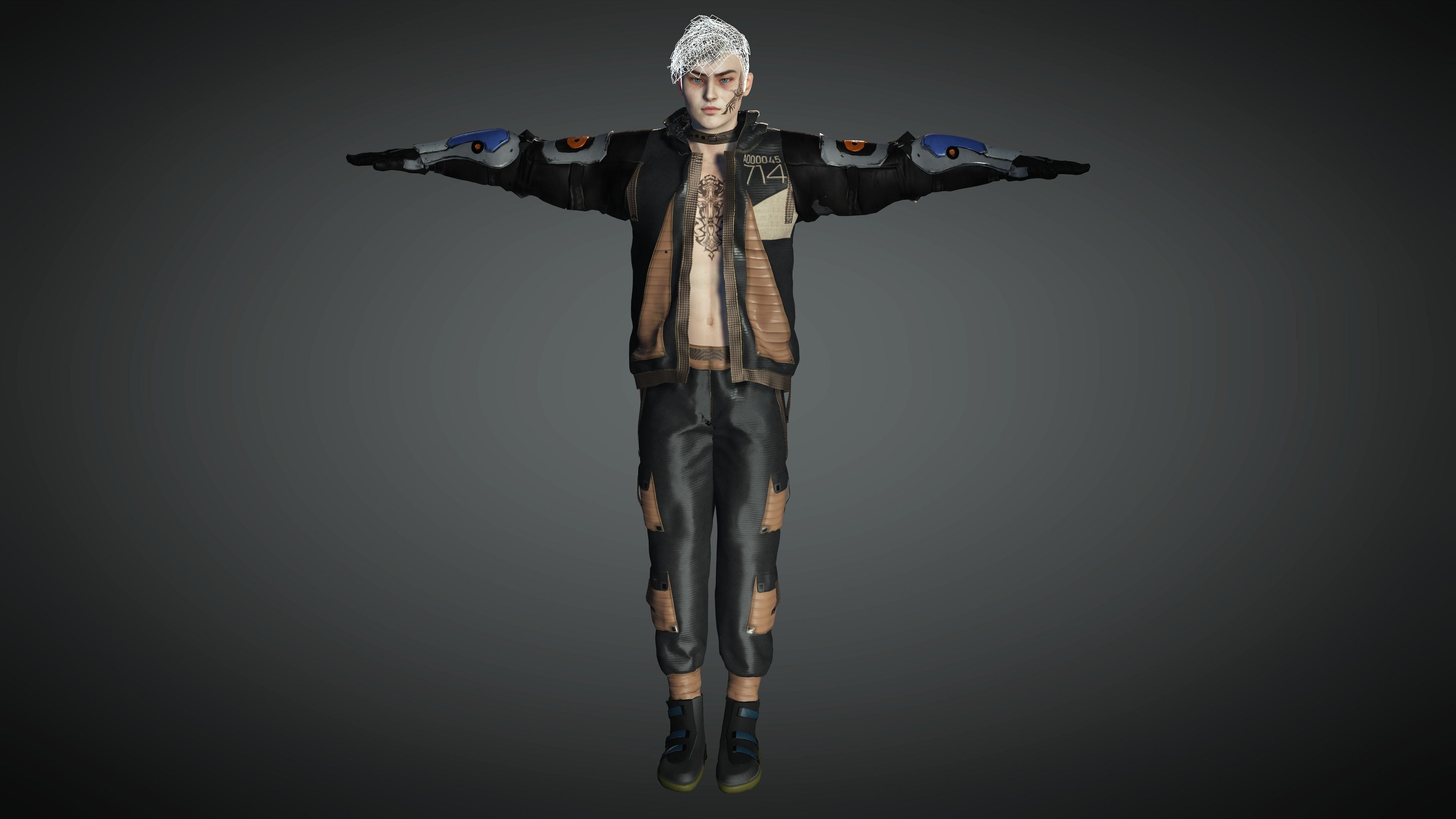 AAA Cyber Punk Male Character 01 Low-poly 3D model_23