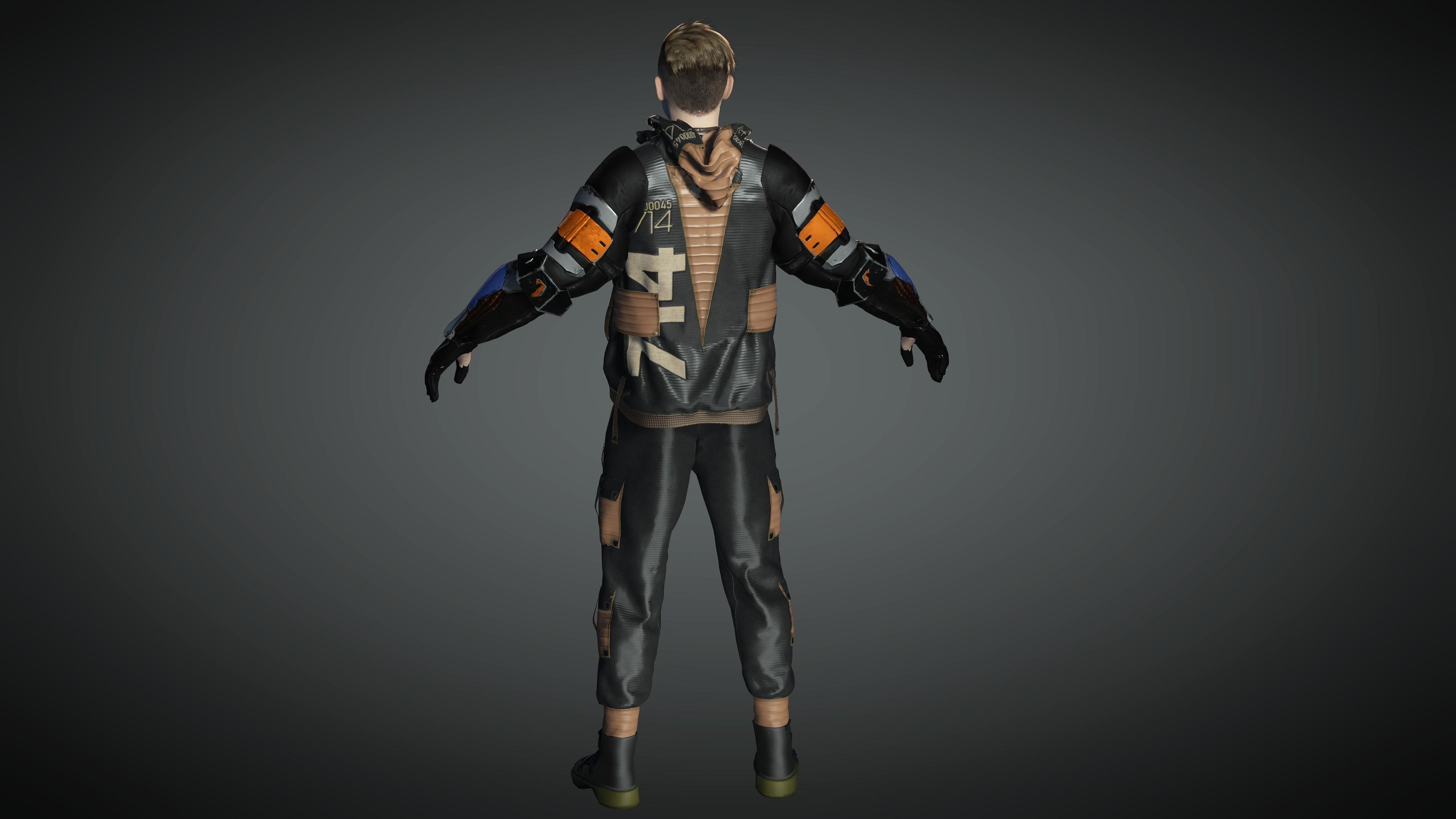 AAA Cyber Punk Male Character 01 Low-poly 3D model_10