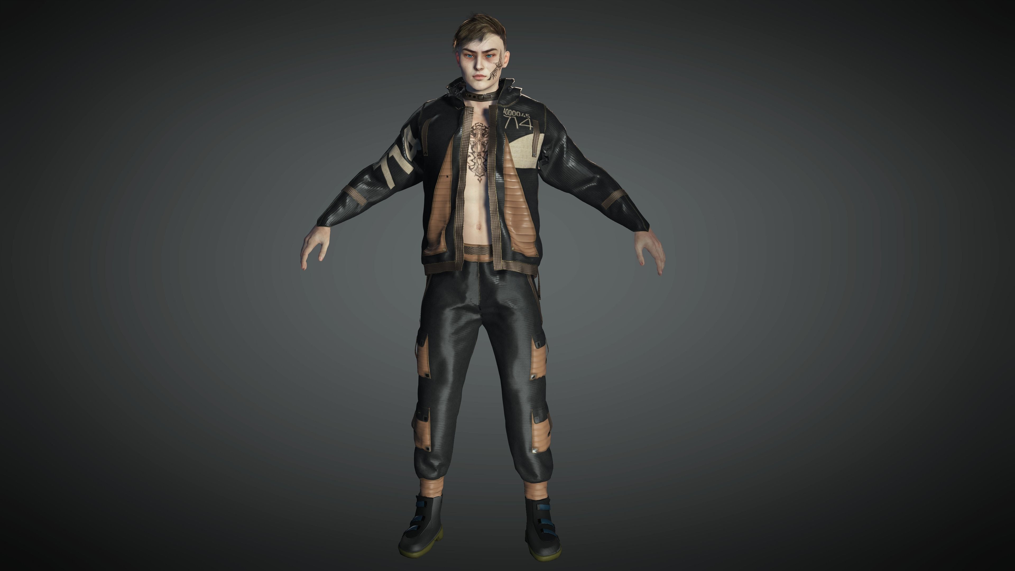 AAA Cyber Punk Male Character 01 Low-poly 3D model_4