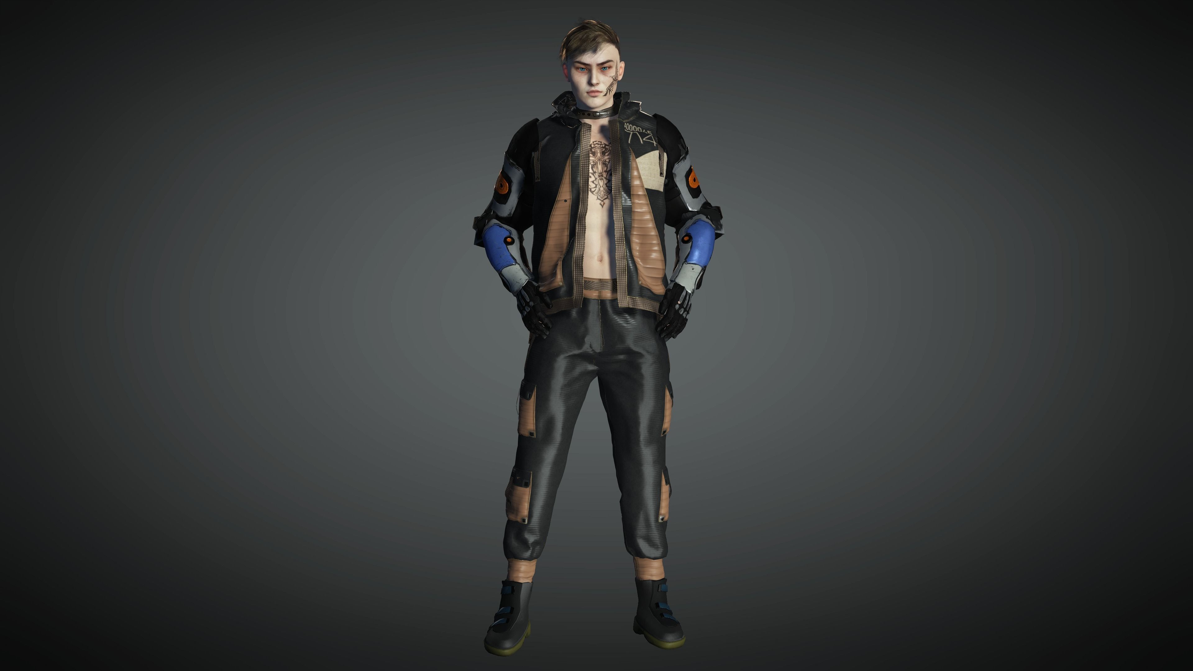 AAA Cyber Punk Male Character 01 Low-poly 3D model_13