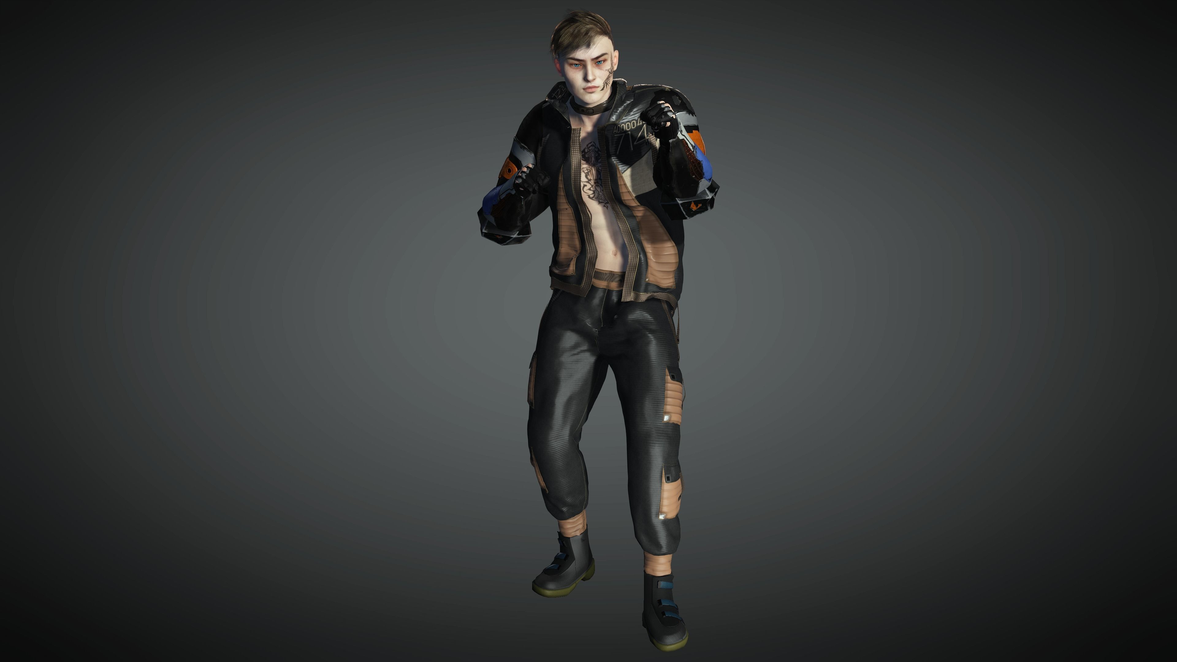 AAA Cyber Punk Male Character 01 Low-poly 3D model_14