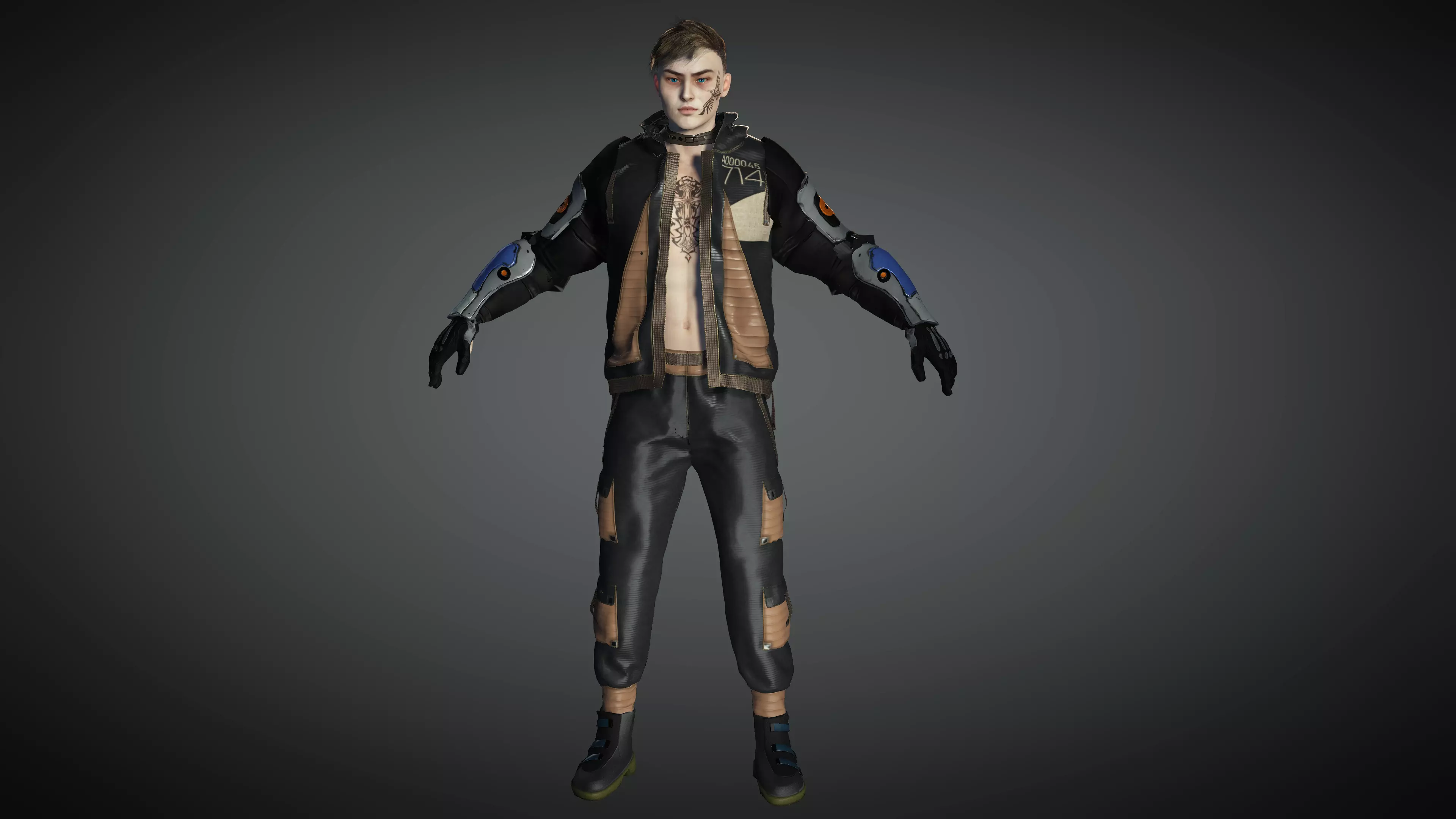 AAA Cyber Punk Male Character 01 Low-poly 3D model_0