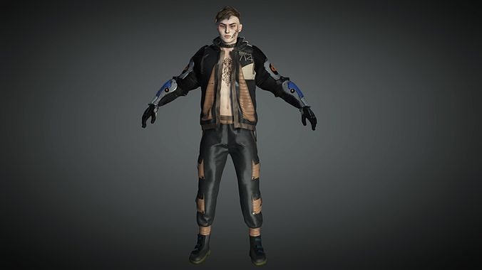 AAA Cyber Punk Male Character 01 Low-poly 3D model