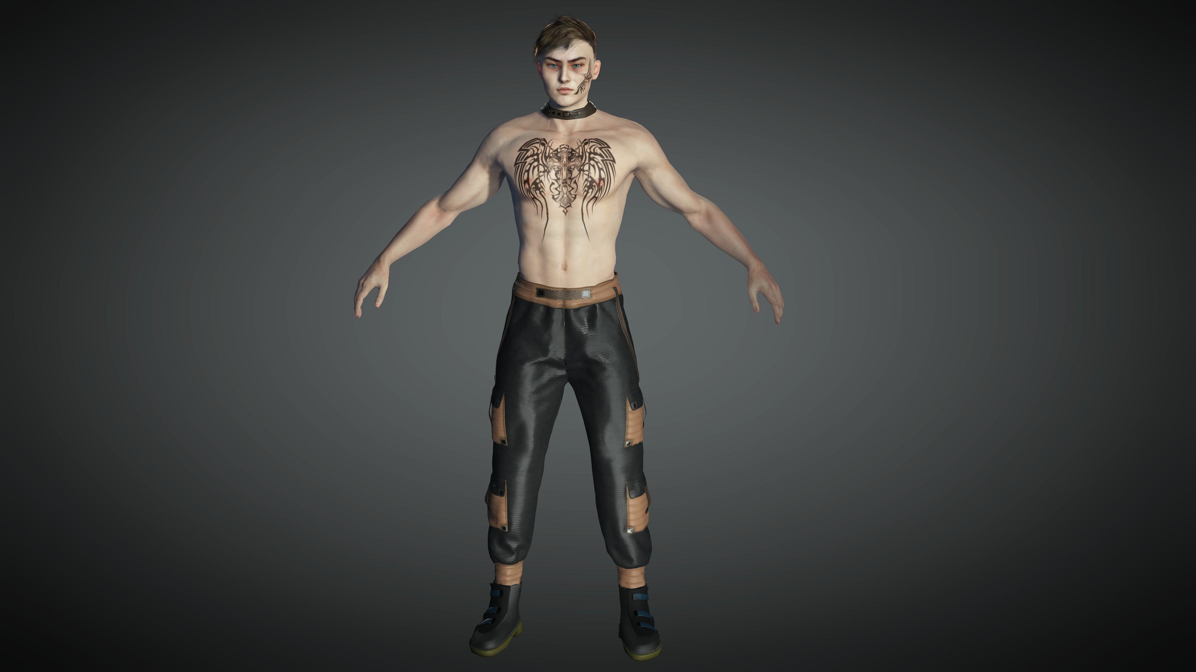AAA Cyber Punk Male Character 01 Low-poly 3D model_5