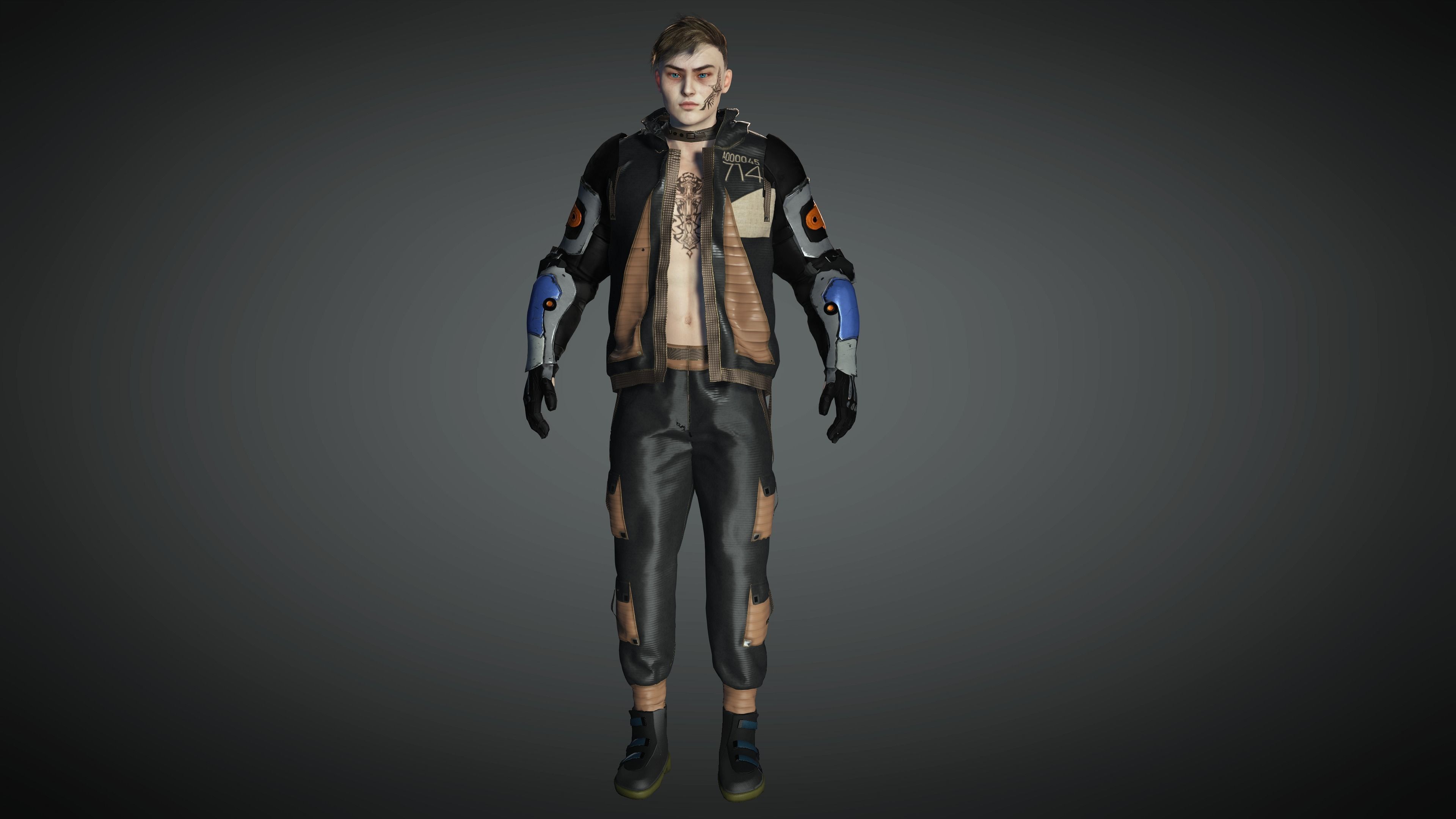 AAA Cyber Punk Male Character 01 Low-poly 3D model_12