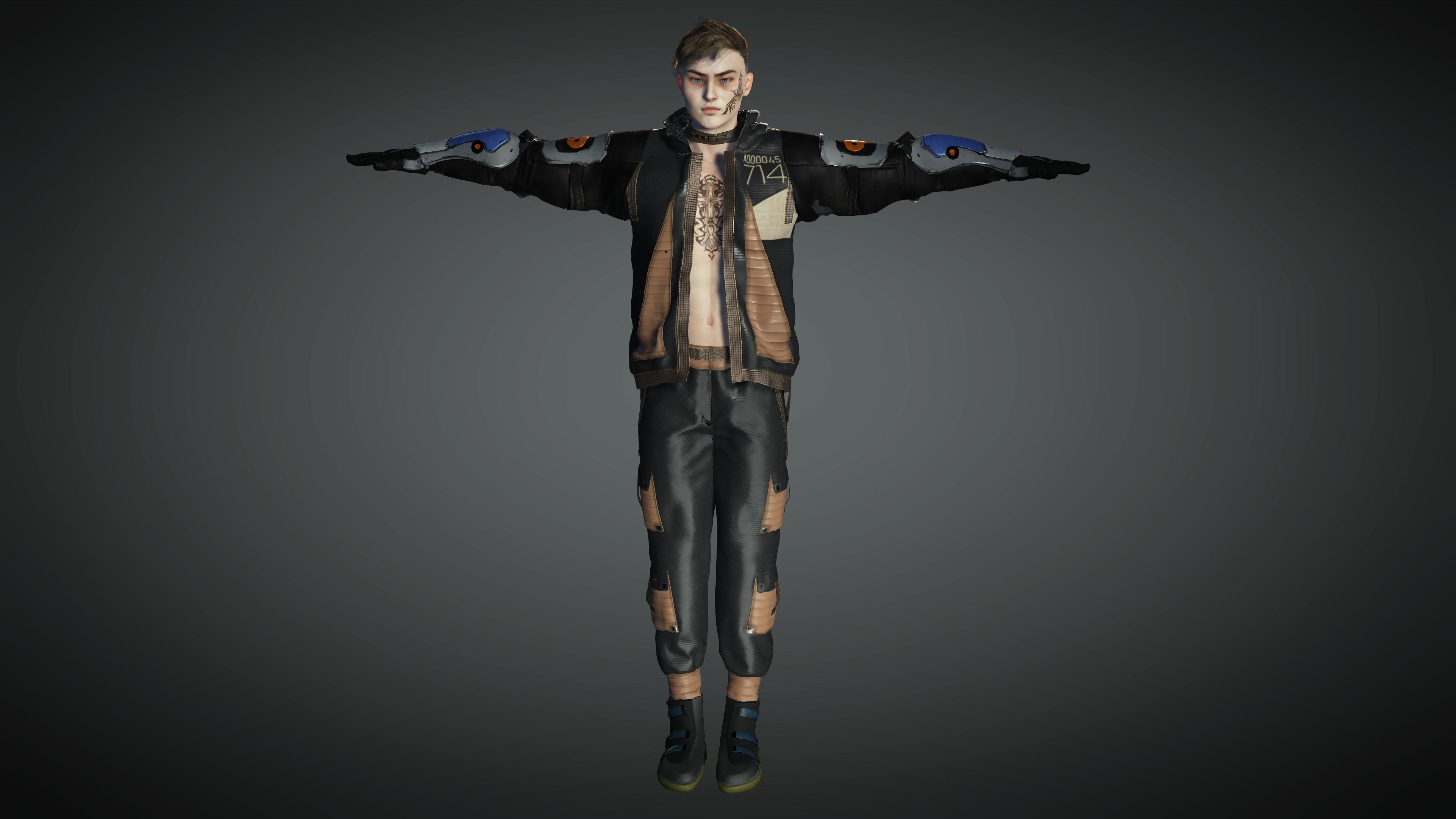 AAA Cyber Punk Male Character 01 Low-poly 3D model_20