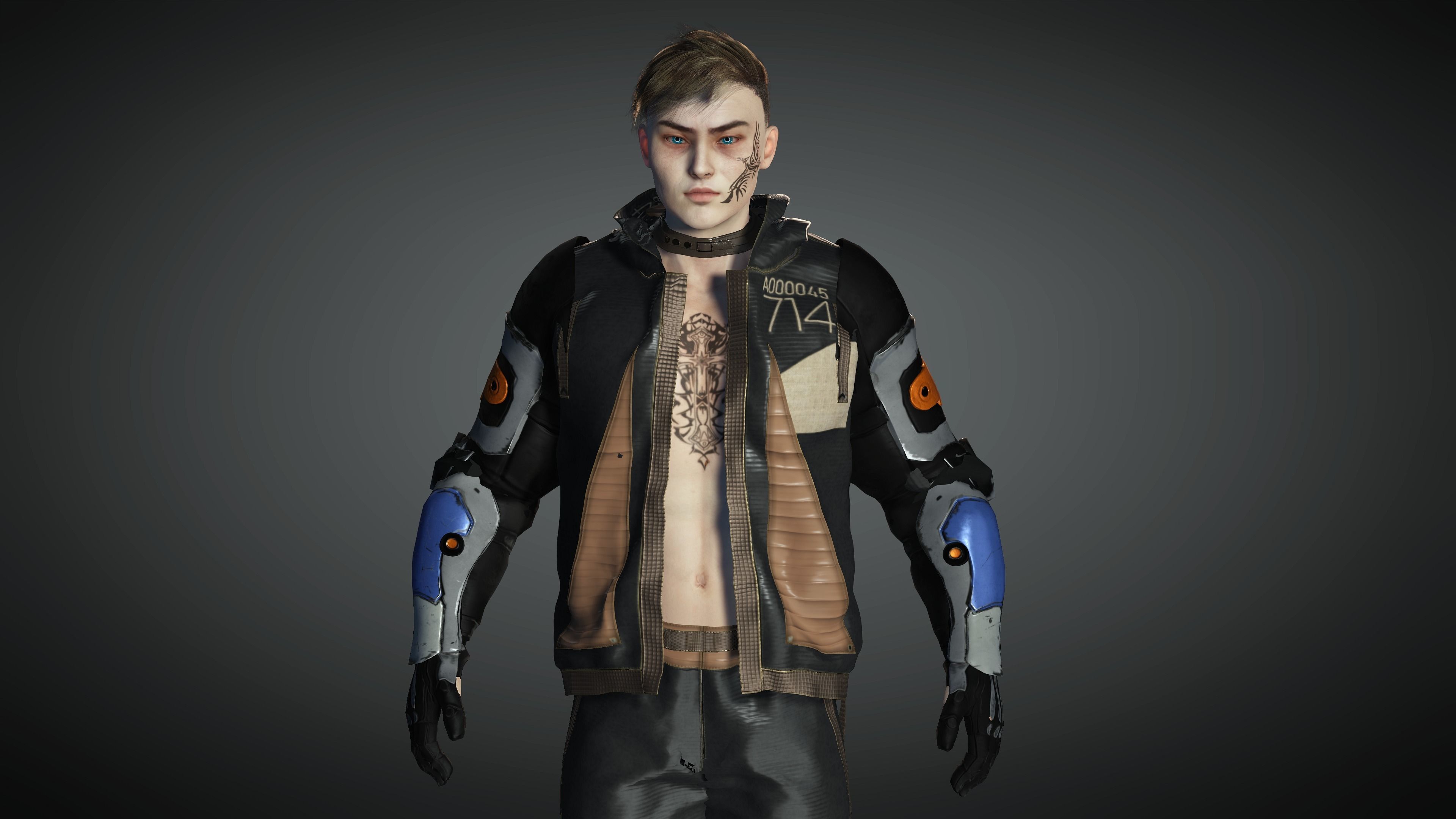 AAA Cyber Punk Male Character 01 Low-poly 3D model_15